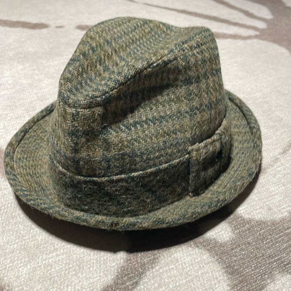 Vintage Clairmont Green Houndstooth Fedora, Male or Female 8 x 6 x 5 Nonsmoker